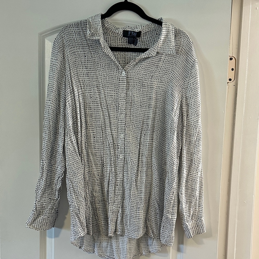 Women's Black and White Button Down Shirt